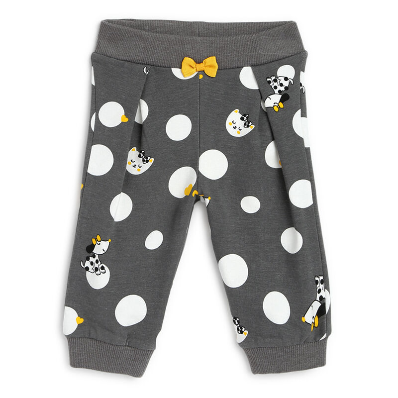 Girls Dark Grey Printed Long Trouser image number 0
